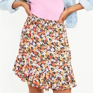 LOFT Floral Ruffle Skirt